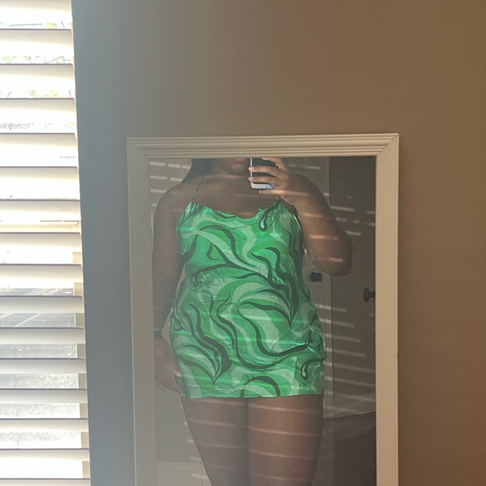 Zara Green Satin Dress